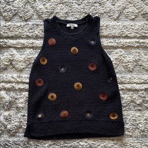 Madewell Black Embroidered Sleeveless Tank Top